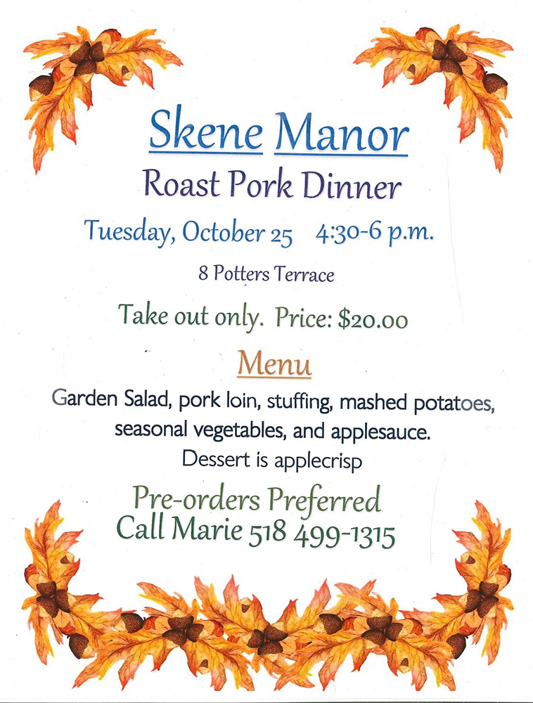 Takeout Dinner Roast Pork Skene Manor
